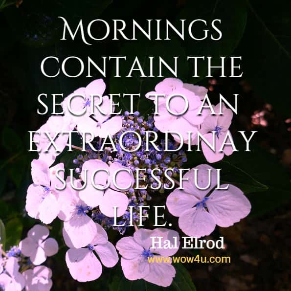 Mornings contain the secret to an extraordinarily successful life.  Hal Elrod, The Miracle Morning for Addiction Recovery 
