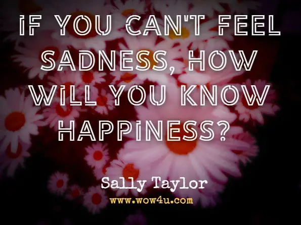 If you can't feel sadness, how will you know happiness? Sally Taylor, On My Own
 