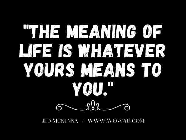 The meaning of life is whatever yours means to you. Jed McKenna, Jed Mckenna's Theory of Everything: The Enlightened Perspective
