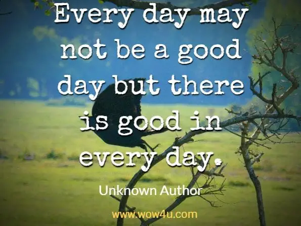 Every day may not be a good day but there is good in every day. Author Unknown
 