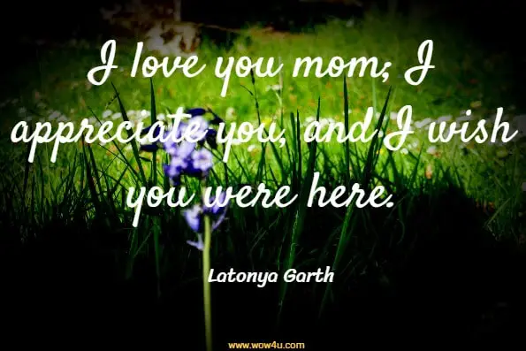 I love you mom; I appreciate you, and I wish you were here. Latonya Garth, Keep Going The Dream is Enough
