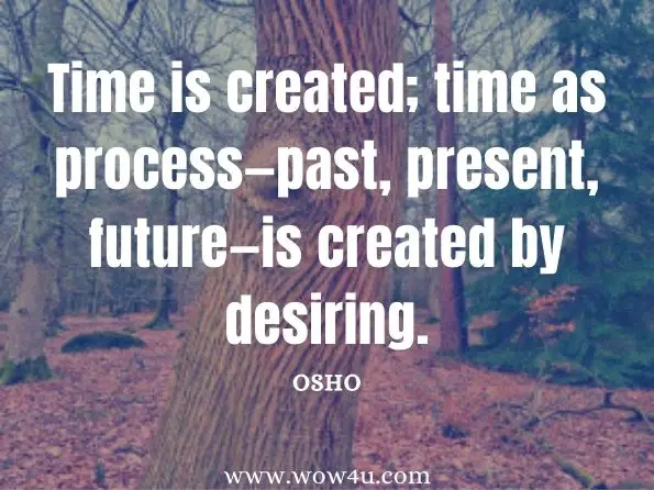 Time is created; time as process—past, present, future—is created by desiring. Osho, Yoga

