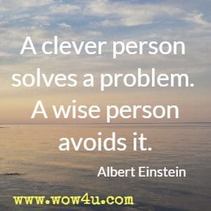 A clever person solves a problem. A wise person avoids it. Albert Einstein 