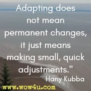 Adapting does not mean permanent changes, it just means making small, quick adjustments. Hany Kubb