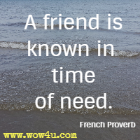 A friend is known in time of need. French Proverb
