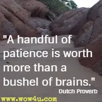A handful of patience is worth more than a bushel of brains. Dutch Proverb 