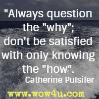 Always question the why; don't be satisfied with only knowing the how. Catherine Pulsifer 