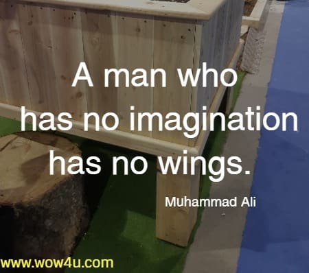 A man who has no imagination has no wings. 
  Muhammad Ali 