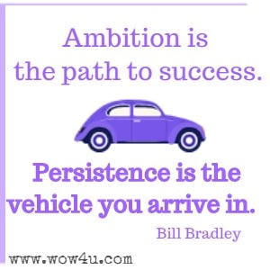 Ambition is the path to success. Persistence is the vehicle you arrive in. Bill Bradley