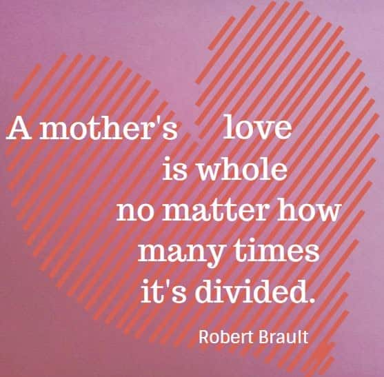 A mother's love is whole no matter how many times it's divided. 
Robert Brault