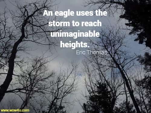 An eagle uses the storm to reach unimaginable heights.
  Eric Thomas