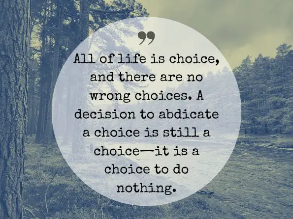 All of life is choice, and there are no wrong choices. A decision to abdicate a choice is still a choice—it is a choice to do nothing. TA Sullivan, choices 
