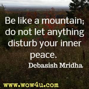 Be like a mountain; do not let anything disturb your inner peace. Debasish Mridha 