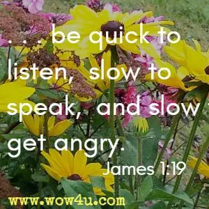 . . . be quick to listen, slow to speak, and slow to get angry. James 1:19 