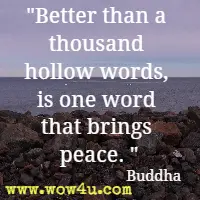 Better than a thousand hollow words, is one word that brings peace. Buddha