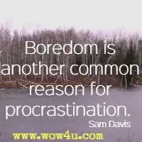Boredom is another common reason for procrastination.  Sam Davis