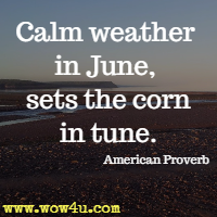 Calm weather in June, sets the corn in tune. American Proverb