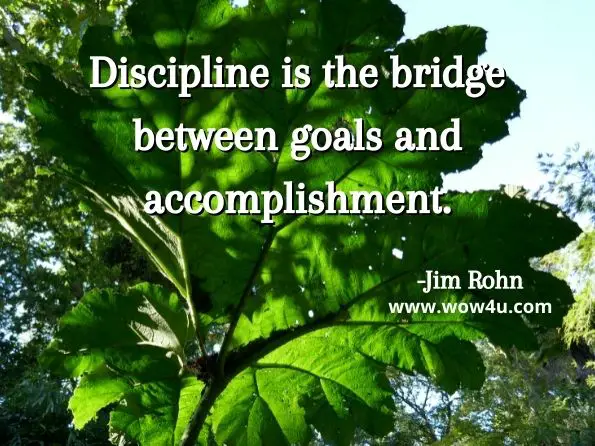 Discipline is the bridge between goals and accomplishment. 