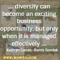 .... diversity can become an exciting business opportunity, but only when it is managed effectively .... Kathryn Canas;  Harris Sondak