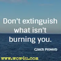 Don't extinguish what isn't burning you. Czech Proverb
