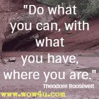 Do what you can, with what you have, where you are. Theodore Roosevelt 