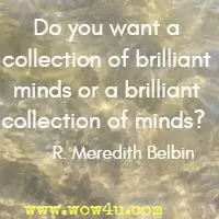 Do you want a collection of brilliant minds or a brilliant collection of minds?  R. Meredith Belbin 