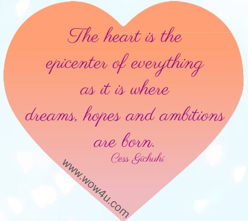 The heart is the epicenter of everything as it is where dreams, hopes and ambitions are born. Cess Gichuhi