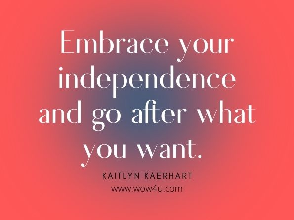 Embrace your independence and go after what you want.  Kaitlyn Kaerhart, You Are Cosmic Code