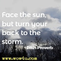 Face the sun, but turn your back to the storm. Irish Proverb 