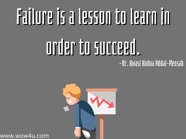 Failure is a lesson to learn in order to succeed.