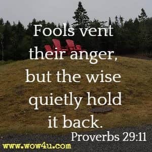 Fools vent their anger, but the wise quietly hold it back. Proverbs 29:11