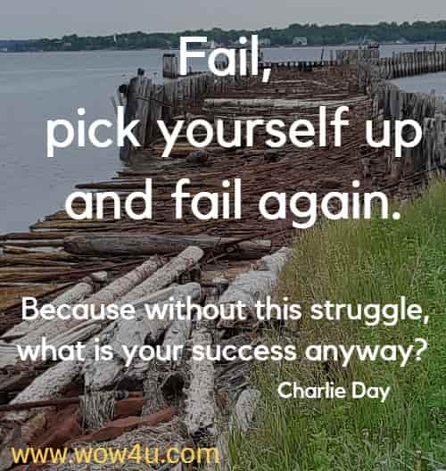 Fail, pick yourself up and fail again. Because without this struggle, what is your success anyway?
 Charlie Day