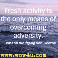 Fresh activity is the only means of overcoming adversity. Johann Wolfgang von Goethe