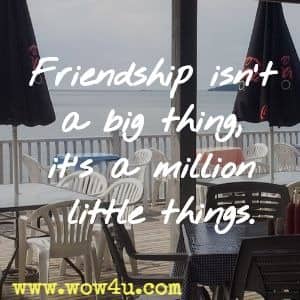 Friendship isn't a big thing, it's a million little things.
