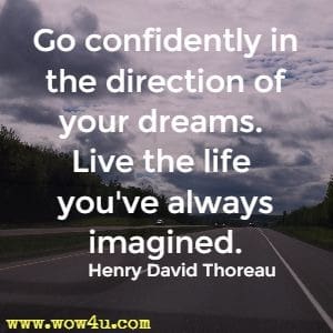 Go confidently in the direction of your dreams. Live the life you've always imagined. Henry David Thoreau 