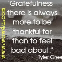 Gratefulness - there is always more to be thankful for than to feel bad about. Tyler Green