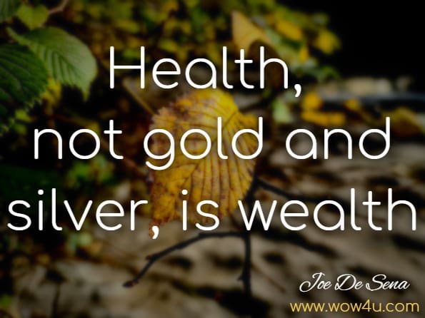 Health, not gold and silver, is wealth. Joe De Sena, Spartan Fit