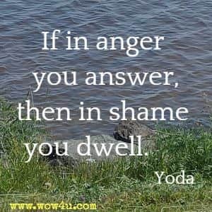 If in anger you answer, then in shame you dwell.     Yoda 