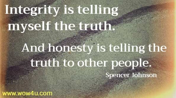 Integrity is telling myself the truth. And honesty is telling the truth 
to other people. Spencer Johnson