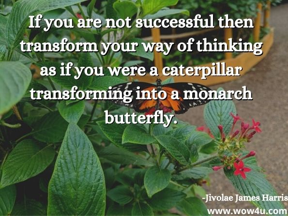 If you are not successful then transform your way of thinking as if you were a caterpillar transforming into a monarch butterfly. 