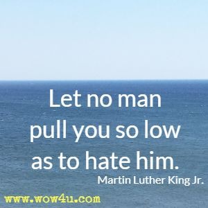 Let no man pull you so low as to hate him. Martin Luther King Jr. 