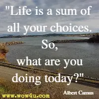 Life is a sum of all your choices. So, what are you doing today  Albert Camus