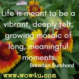 Life is meant to be a vibrant, deeply felt, growing mosaic of long, meaningful moments. Brendon Burchard