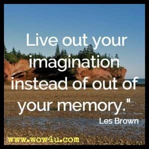 Live out your imagination instead of out of your memory. Les Brown