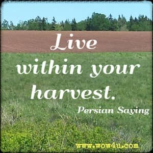 Live within your harvest. Persian Saying 