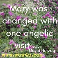 Mary was changed with one angelic visit, as were Moses, Joshua, Joseph, David, Elizabeth, and many more. 
