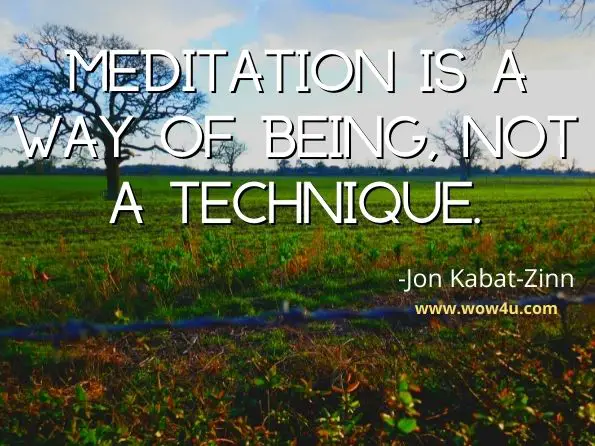 Meditation is a way of being, not a technique. Jon Kabat-Zinn, Meditation is Not What You Think 