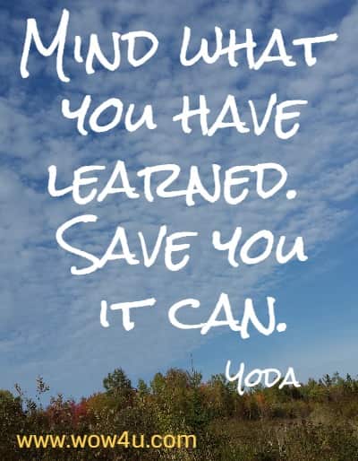 Mind what you have learned. Save you it can.
 Yoda