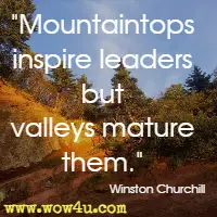 Mountaintops inspire leaders but valleys mature them. Winston Churchill