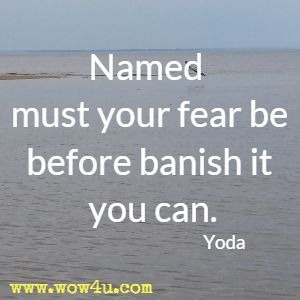 Named must your fear be before banish it you can. Yoda 